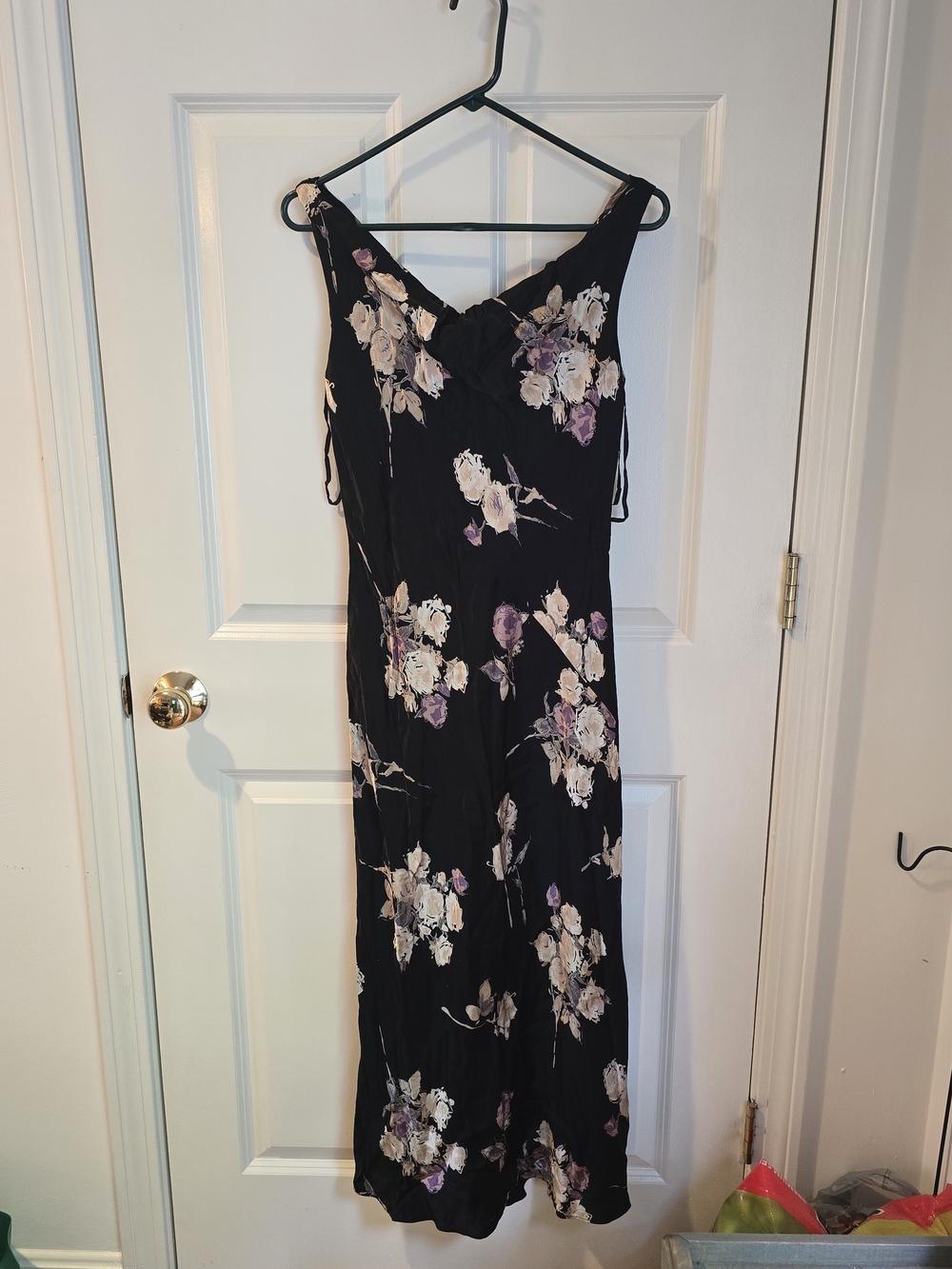 Jones New York Black Maxi Dress with Purple & Cream Floral Print